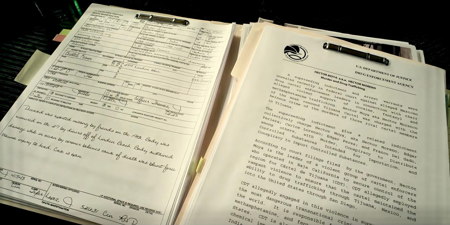 The audience sees this document, in a few shots and at varying distances, for a total of several seconds.