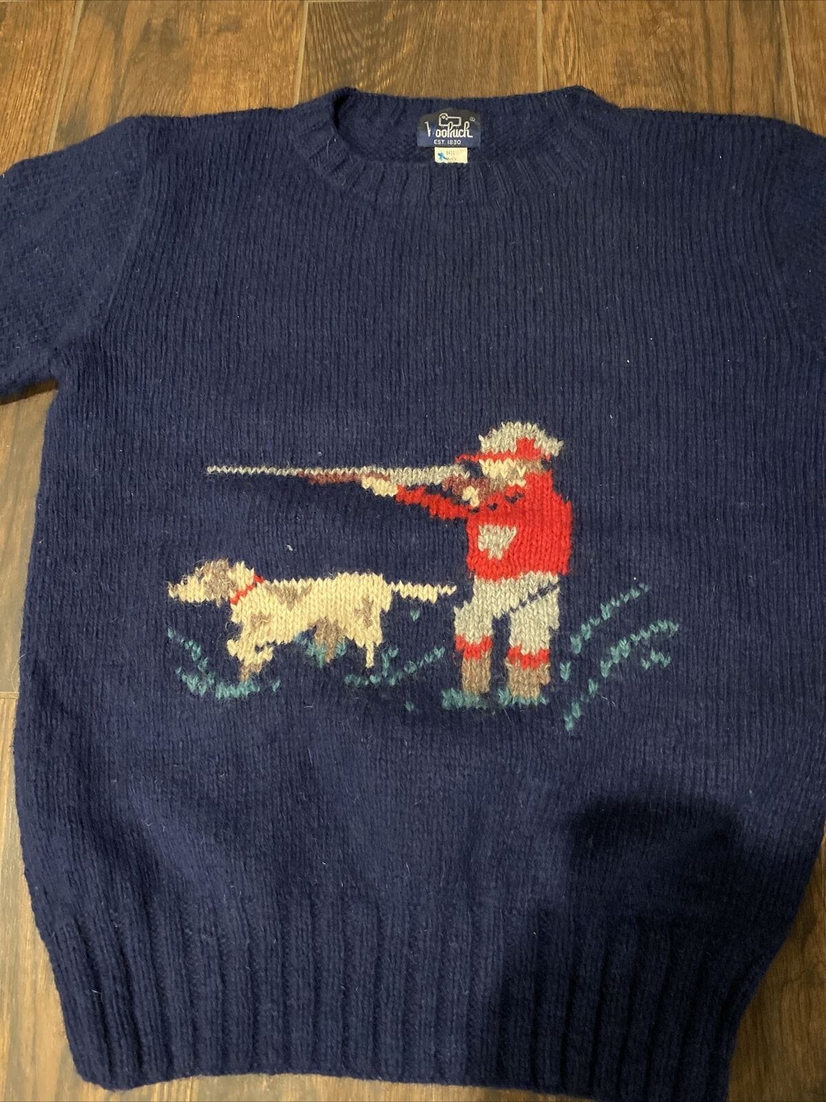 Image 4 - VTG Woolrich hunting dog graphic crewneck wool blue pullover sweater Medium Image 4 - VTG Woolrich hunting dog graphic crewneck wool blue pullover sweater Medium