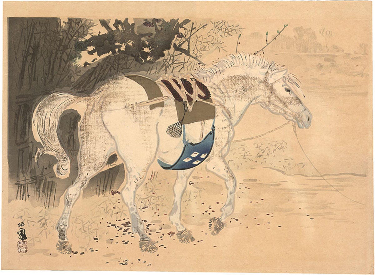 Japanese Print "Horse" by Takeuchi Seiho (1864-1942)