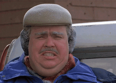 A GIF from Planes, Trains, and Automobiles showing Steve Martin, John Candy, and a German Shepherd all frozen in the back of a pickup truck A GIF from Planes, Trains, and Automobiles showing Steve Martin, John Candy, and a German Shepherd all frozen in the back of a pickup truck