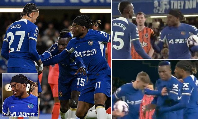 Embarrassing moment Chelsea's Noni Madueke snatches the ball and rollicks  Nicolas Jackson in row over penalty-taking duties is revealed in new  extended footage - before Cole Palmer pulls rank | Daily Mail