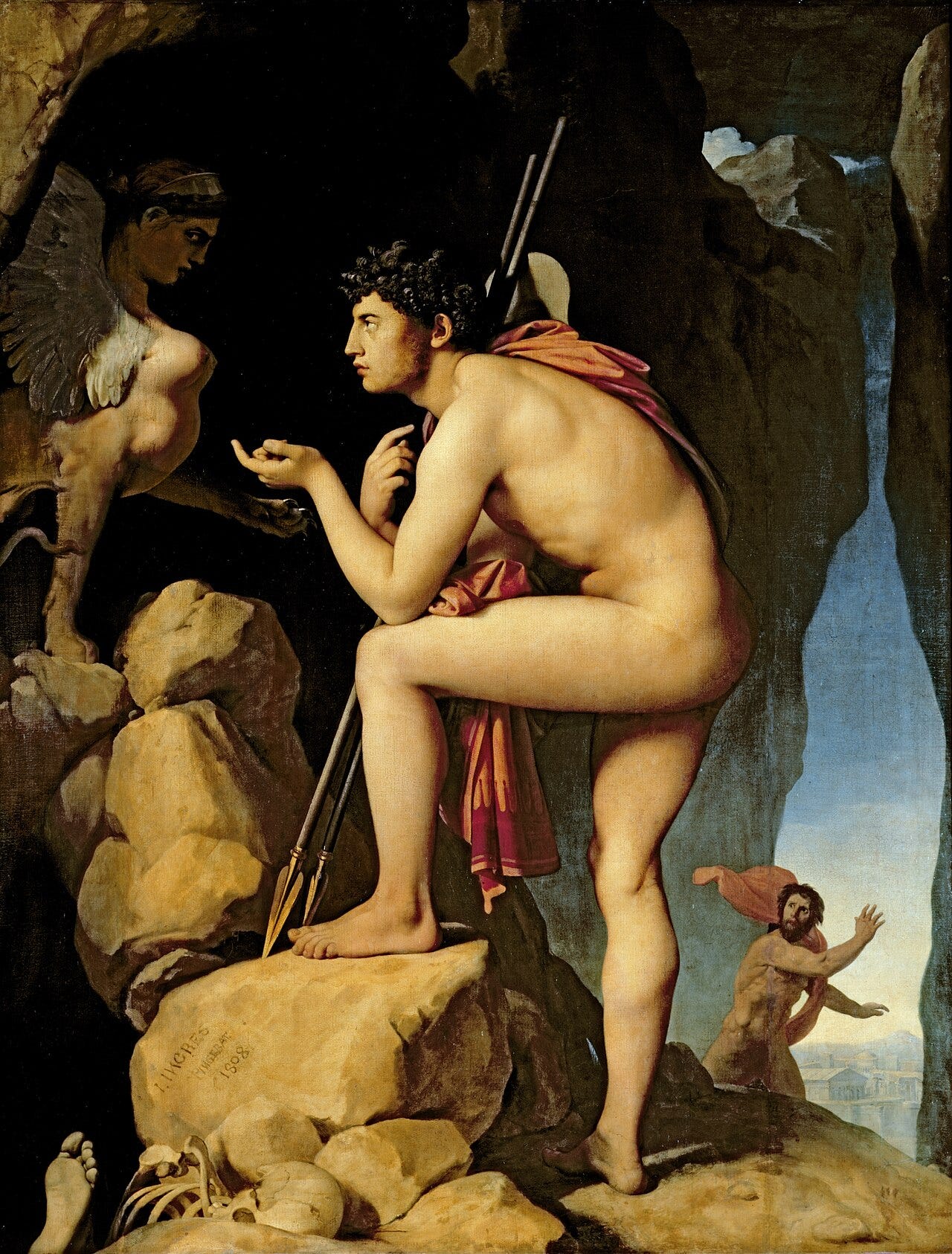 Oedipus facing the Sphinx
