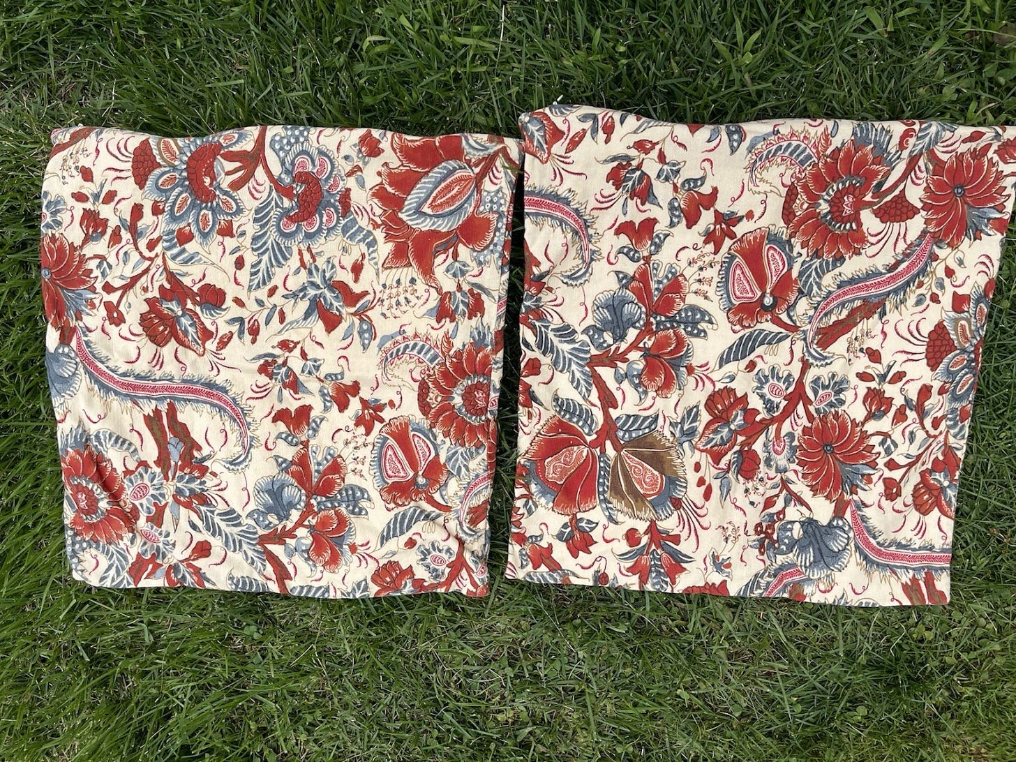 Pair Of Blockprint Pottery Barn Pillow Shams With Zipper Closures 17.5” X 17. 5” - Picture 1 of 4