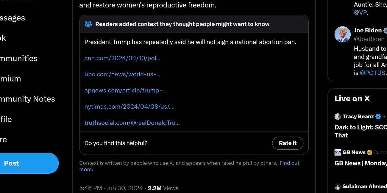 "Donald Trump would ban abortion nationwide"?
