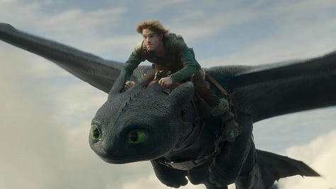 Stills from the new release films Materialists, How to train Your Dragon and Dangerous Animals.