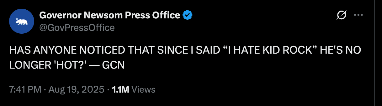 Newsom Press: HAS ANYONE NOTICED THAT SINCE I SAID “I HATE KID ROCK” HE'S NO LONGER 'HOT?' — GCN