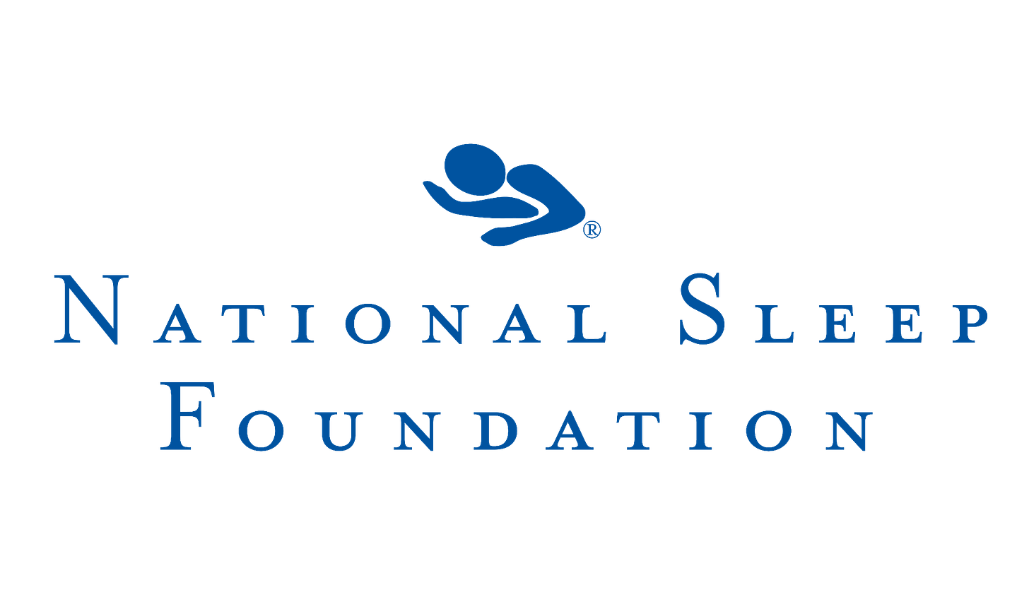 National Sleep Foundation logo: blue resting-figure icon above the organization's name in blue serif text on black. National Sleep Foundation logo: blue resting-figure icon above the organization's name in blue serif text on black.