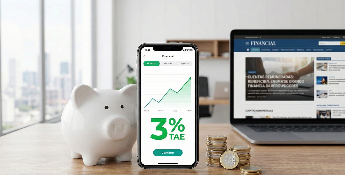 Analizamos las mejores cuentas remuneradas de finales de 2025. Comparativa real: Unicaja (3%) frente a Sabadell, Trade Republic y B100 para ahorros de 20.000€