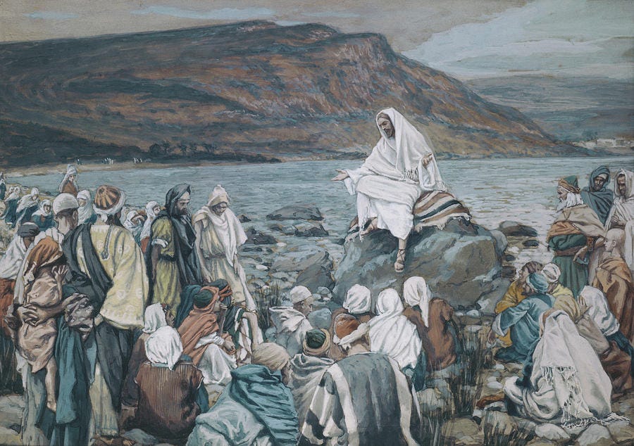 Jesus Teaching.... By James J. Tissot by Artist - James Tissot