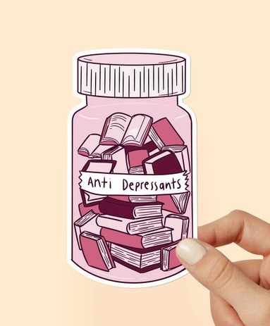 Anti-Depressant Books Sticker, Jar of Books, Antidepressant Pill Bottle, Book Lover Gift, Sticker for Hydroflask, Funny Quote Anti-Depressant Books Sticker, Jar of Books, Antidepressant Pill Bottle, Book Lover Gift, Sticker for Hydroflask, Funny Quote