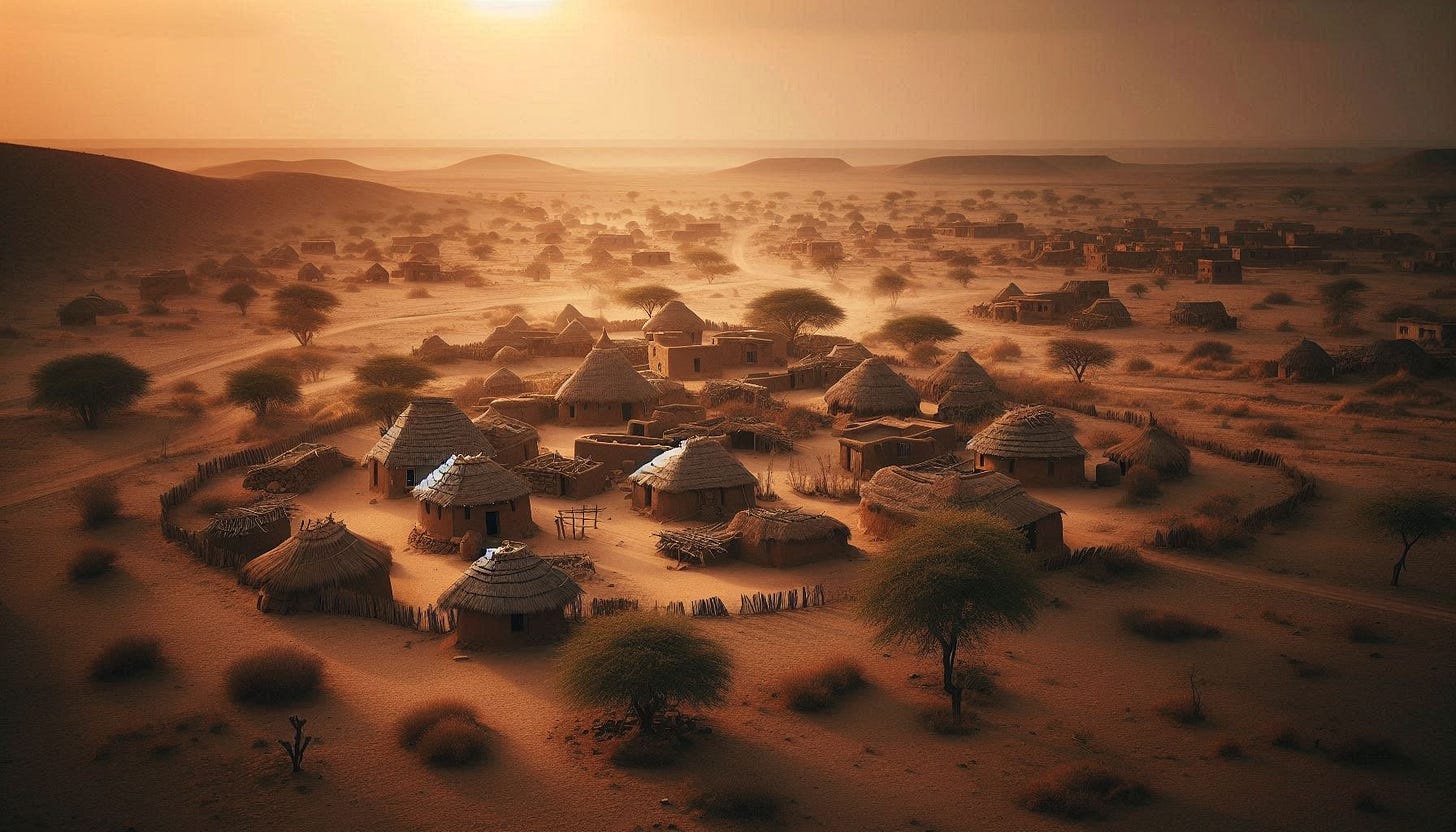 An Indian village sits in the middle of the plains completely deserted