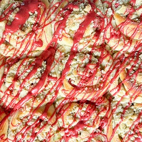 Rhubarb Crumble Buns with Strawberry Frosting