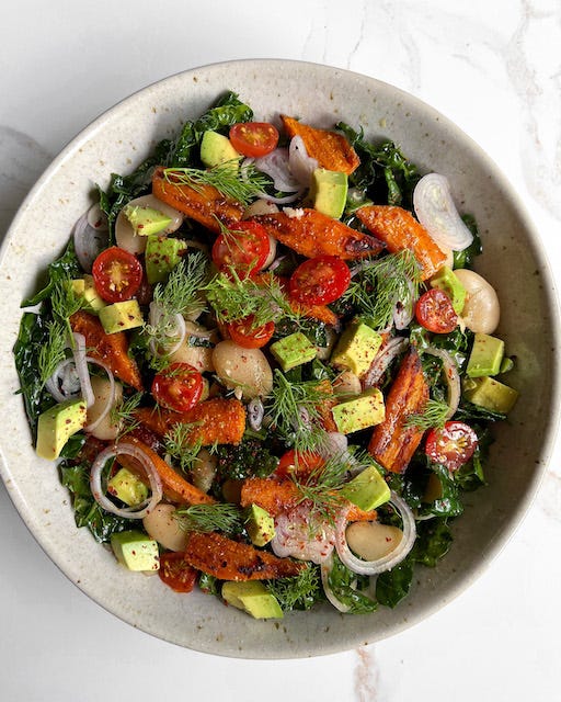 Lemony Dill Kale & Carrot White Bean Salad
