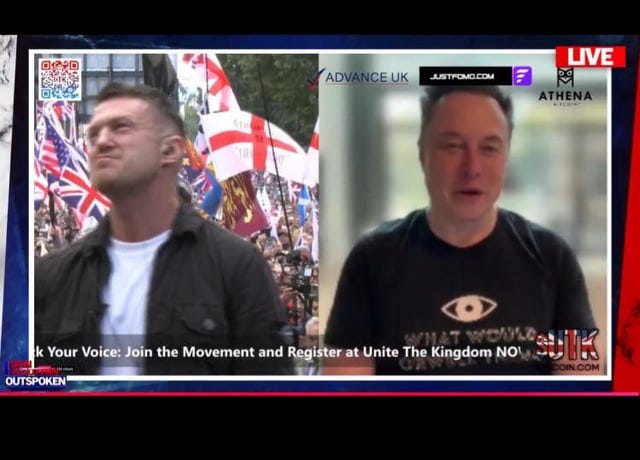 r/EnoughMuskSpam - “It’s beautiful to be British”🇬🇧 says Elon as he dials in to speak to the crowds at the Uniting the Kingdom rally this afternoon.