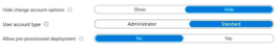 User account type setting: Standard User account type setting: Standard