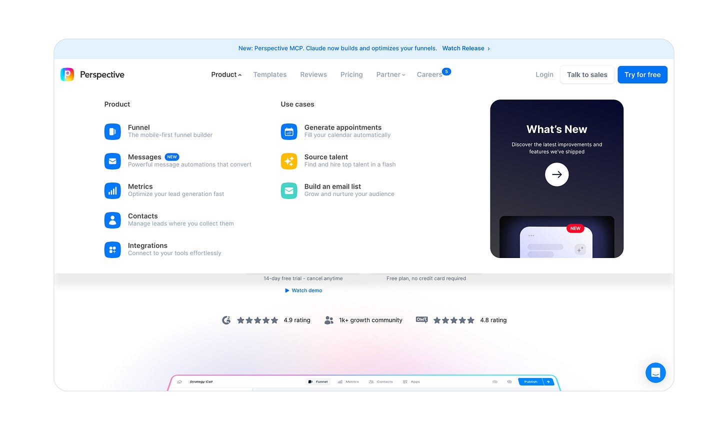 Positive example of a B2B SaaS product section from https://www.perspective.co/.