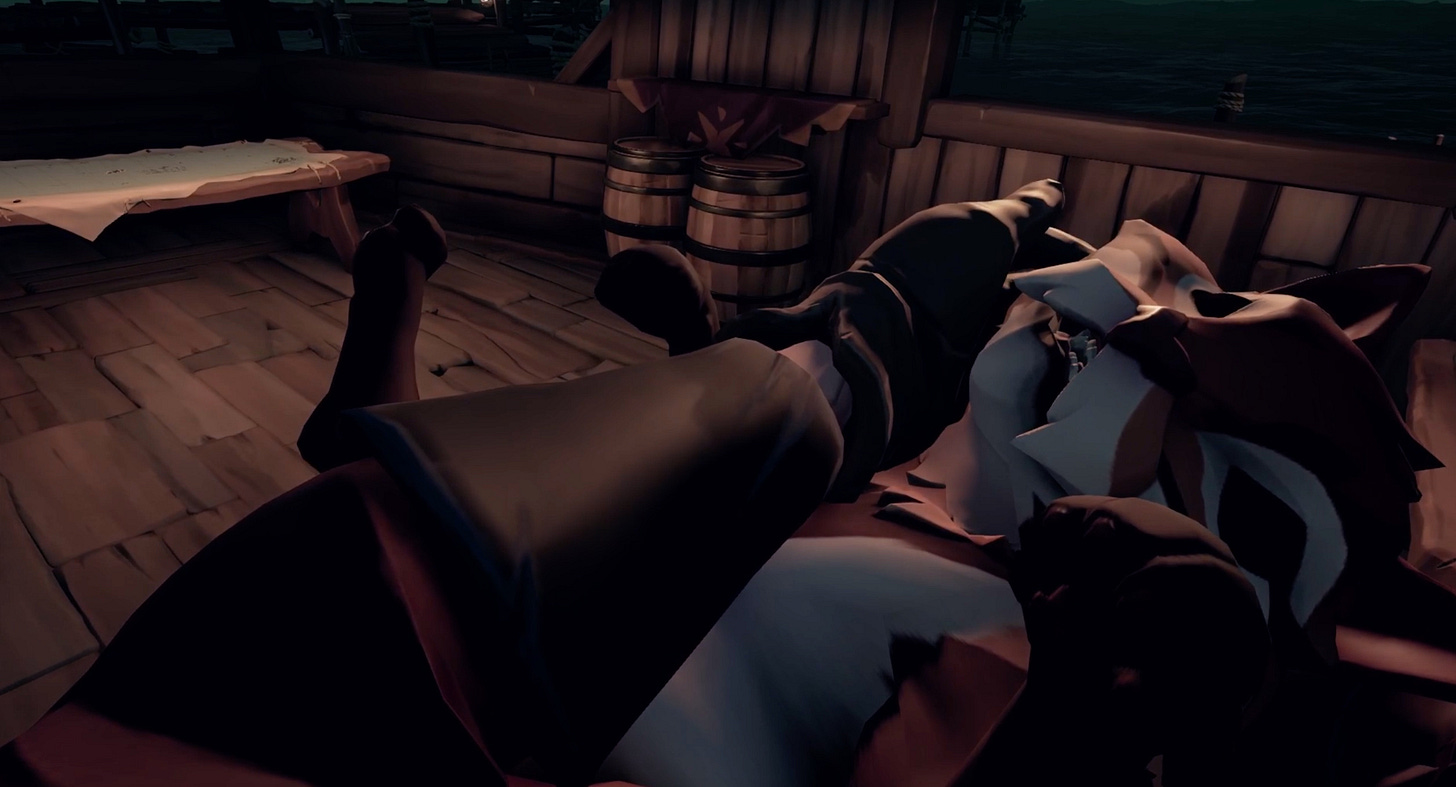 My character petting a very good boi