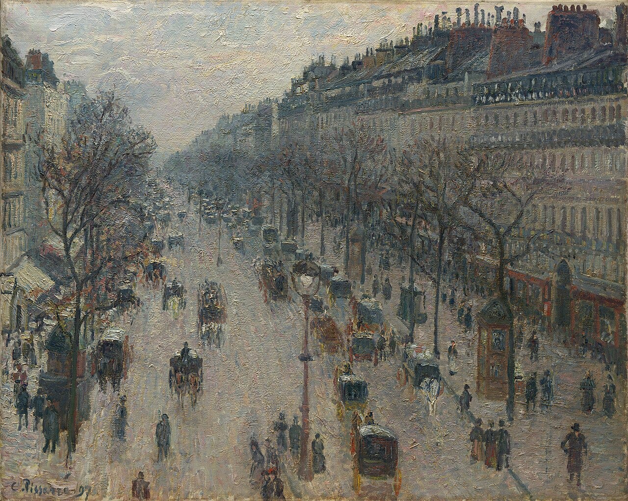 Camille Pissarro, The Boulevard Montmartre on a Winter Morning, 1897 Camille Pissarro, The Boulevard Montmartre on a Winter Morning, 1897