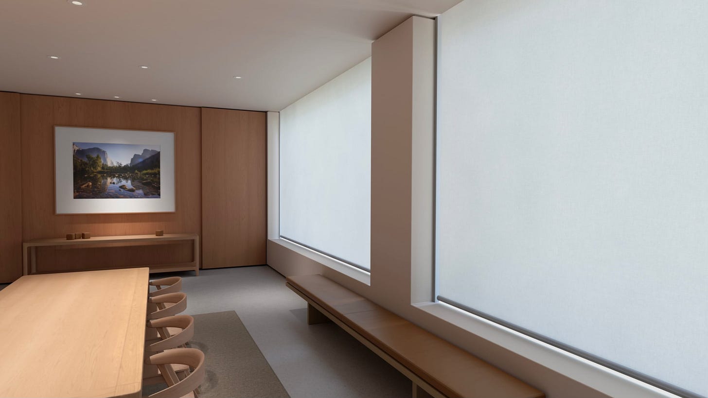Windows in the Conference Room Environment of Keynote on Apple Vision Pro.