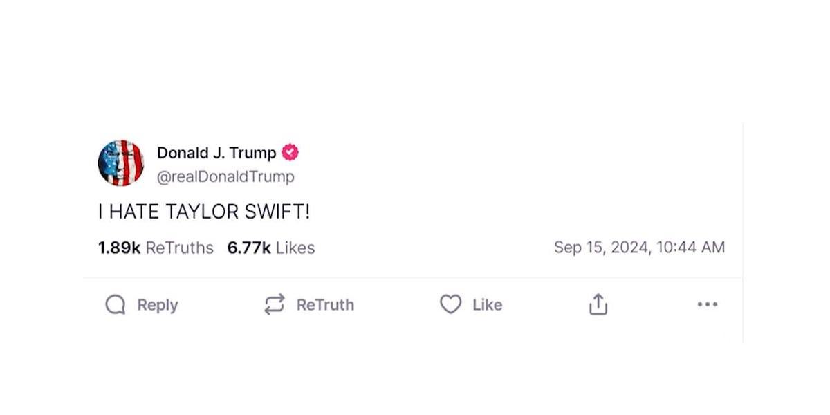 Trump posts 'I HATE TAYLOR SWIFT!' on Truth Social