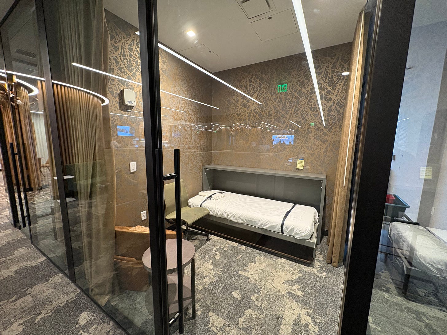 Day bed in the Escape Lounge at PDX. Day bed in the Escape Lounge at PDX.