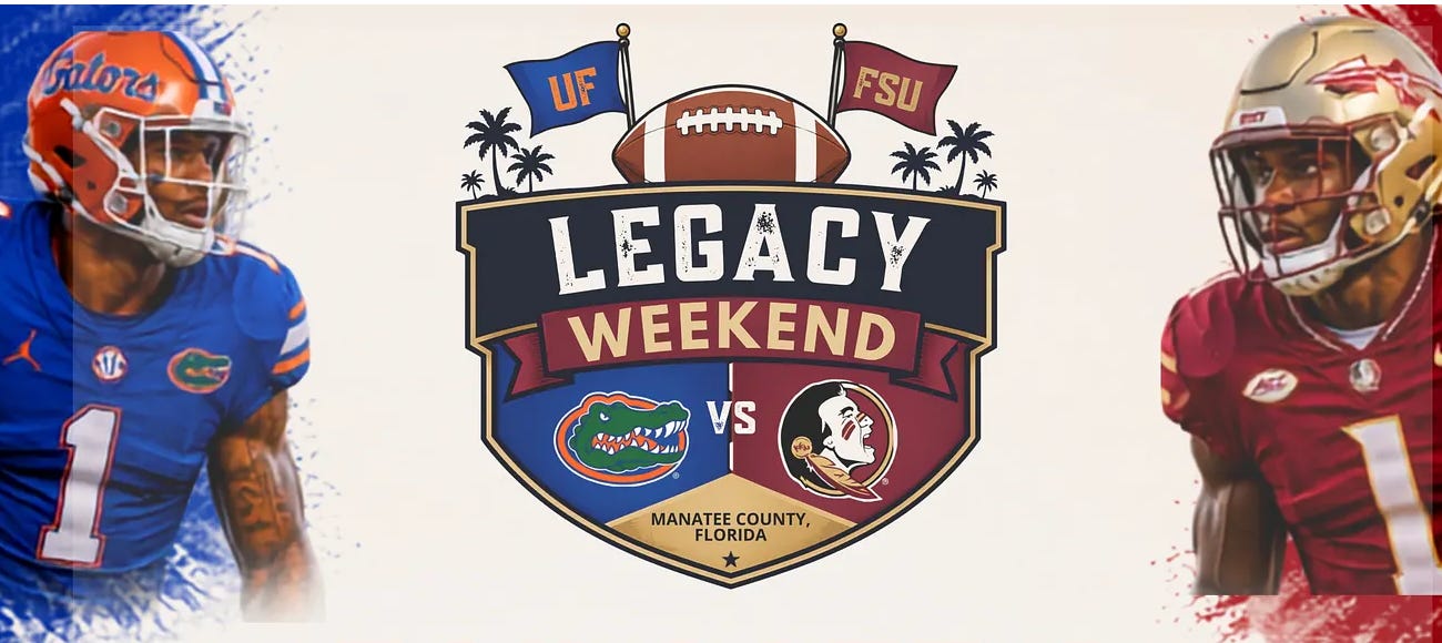 Florida Gators and Florida State Seminoles Rivalry Comes to Manatee County with Legacy Weekend Watch Party