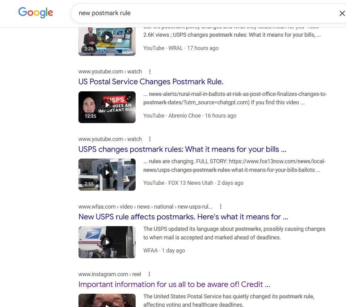 Clarification - New Misinformation About USPS: There is no “New ...