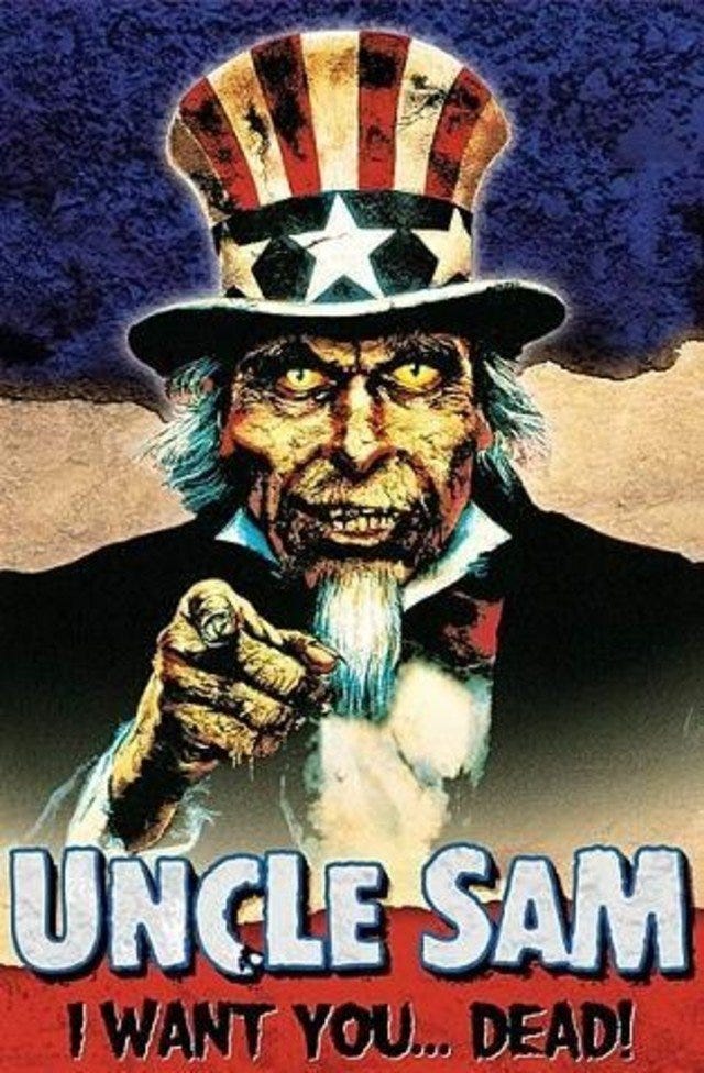 May be an image of text that says 'XX UNCLE SAM IWANT YOU... DEAD!'