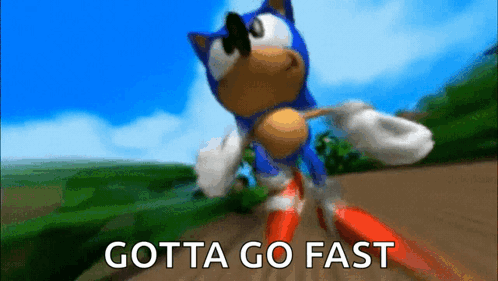 a cartoon of sonic the hedgehog with the words gotta go fast behind him a cartoon of sonic the hedgehog with the words gotta go fast behind him