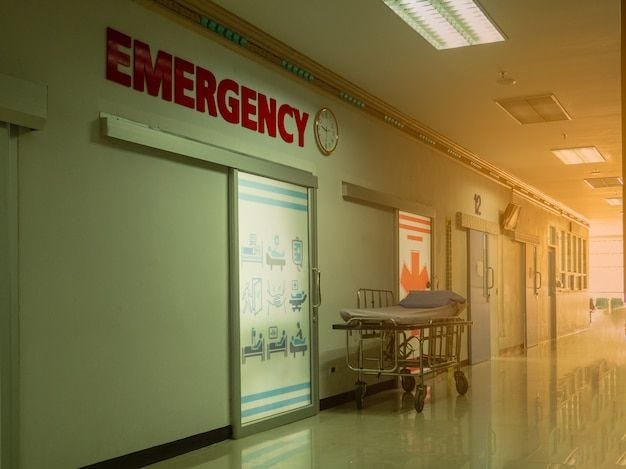 This may contain: the emergency room is empty and ready for someone to use it as an ambulance station