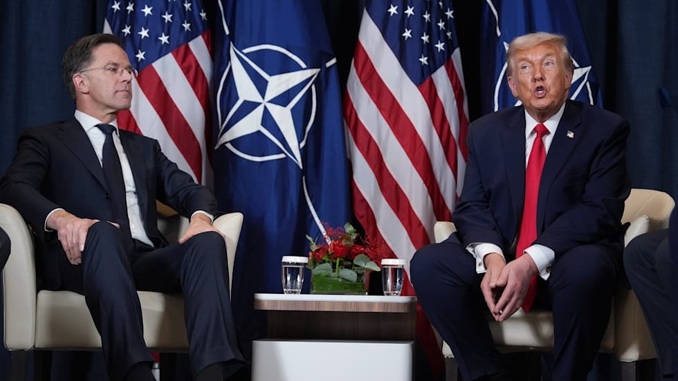 Nato-chefen Mark Rutte och Donald Trump i Davos. Nato-chefen Mark Rutte och Donald Trump i Davos.
