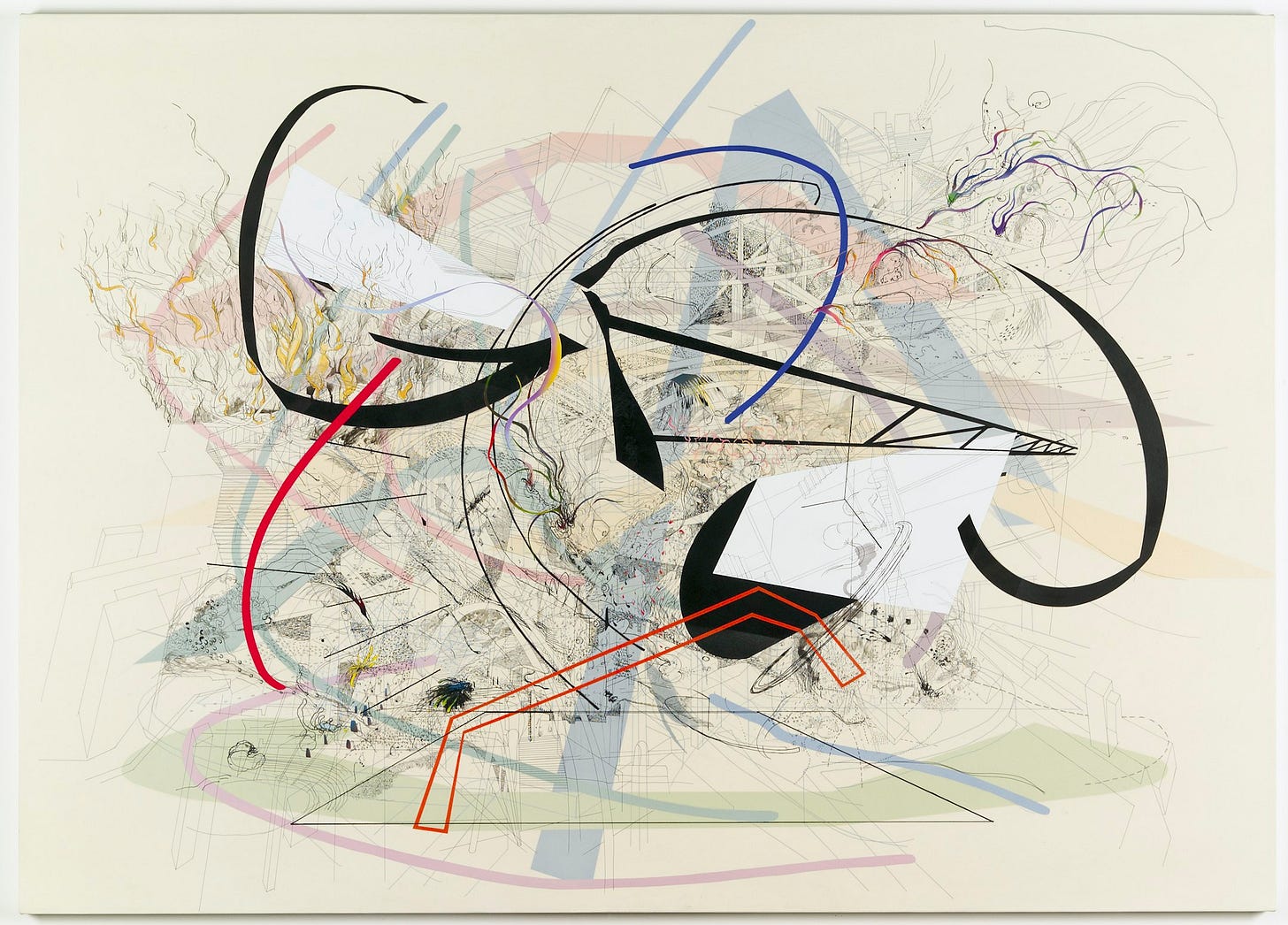 Julie Mehretu, Babel Unleashed (2001). Dimensions: 60 x 84 inches overall. Medium: ink, acrylic on canvas. Julie Mehretu, Babel Unleashed (2001). Dimensions: 60 x 84 inches overall. Medium: ink, acrylic on canvas.