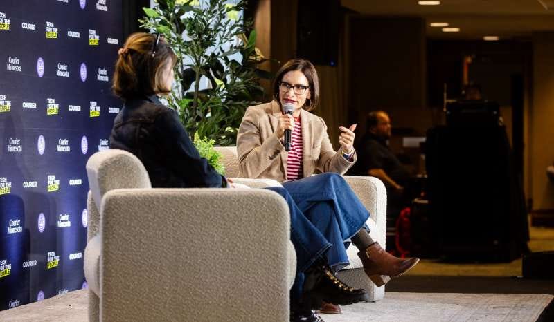 Minnesota DFL Lt. Gov. and US Senate candidate Peggy Flanagan speaking to independent journalist and trial lawyer Katie Phang at Courier Minnesota Live