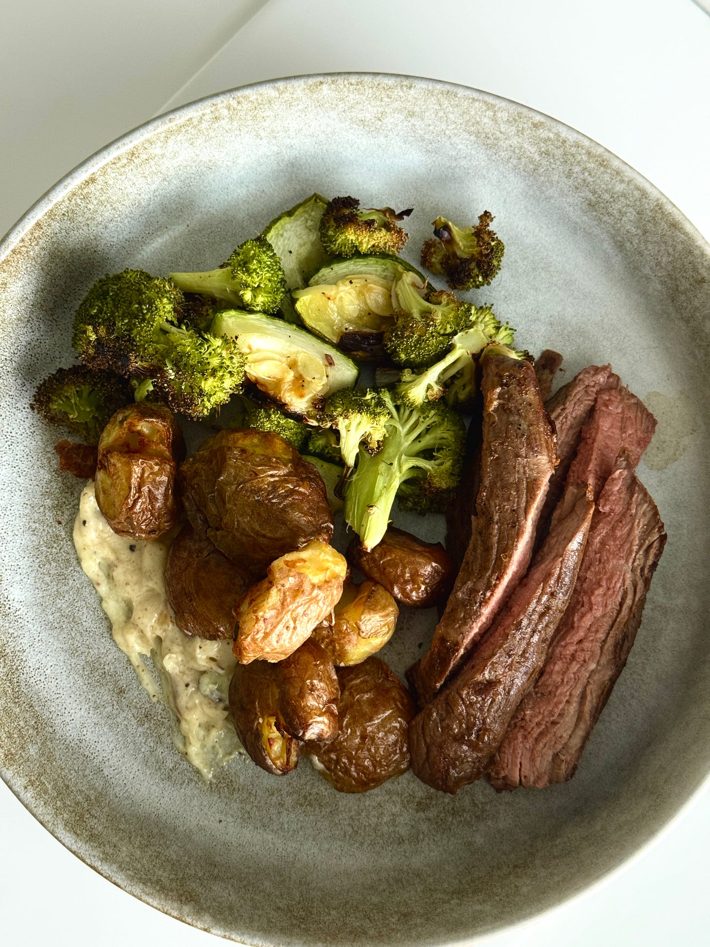 roasted broccoli, zucchini, and crispy potatoes with homemade garlic aioli and grilled juicy steak tenderloin for a healthy and high protein dinner with options for leftovers the next day roasted broccoli, zucchini, and crispy potatoes with homemade garlic aioli and grilled juicy steak tenderloin for a healthy and high protein dinner with options for leftovers the next day
