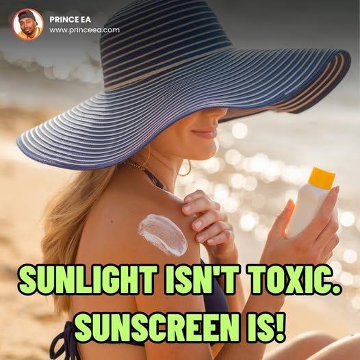 May be an image of 1 person and text that says 'PRINCEE EA www.princeea.com SUNLIGHT ISN'T OXC. SUNSCREEN IS!'