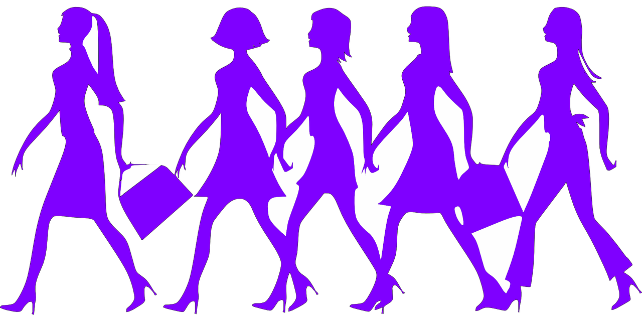 Free women shopping silhouettes vector