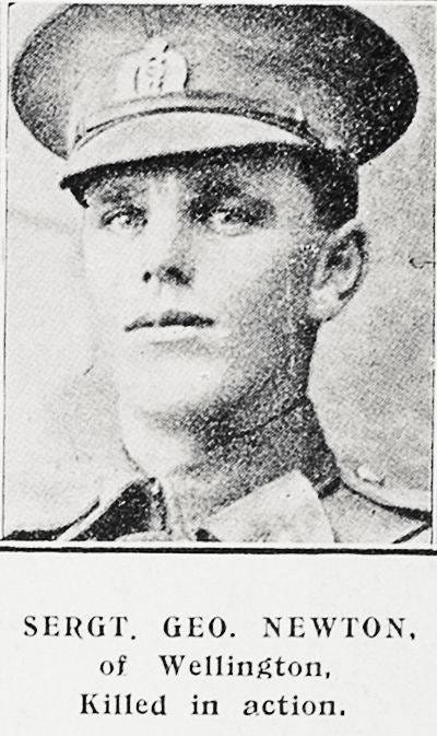 Sergt Geo Newton of Wellington, killed in action