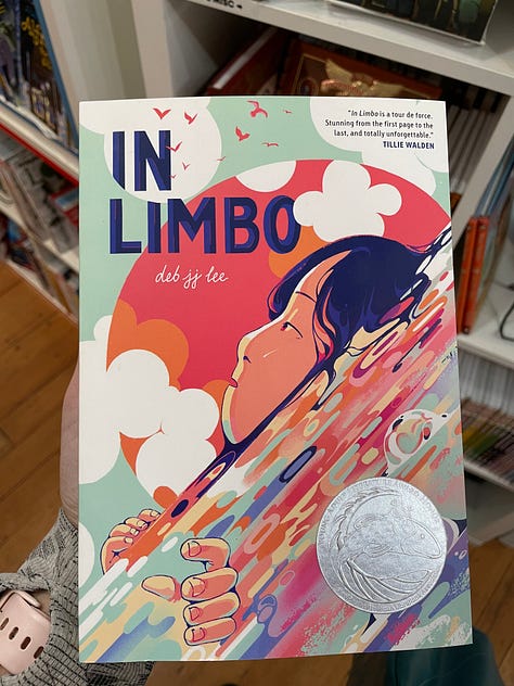 5 images with books being held by a hand and a tabletop covered in Graphic Novels. Titles include: Belly Full of Heart; In Limbo; Special Topics in Being a Parent; Viewfinder; Princess Princess