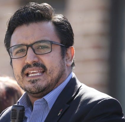 Ald. Byron Sigcho-Lopez speaks during the groundbreaking ceremony for the "Resurrection Project's Casa Durango" housing in Chicago, Sept. 16, 2021.