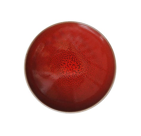 a selection of red, yellow and orange plates