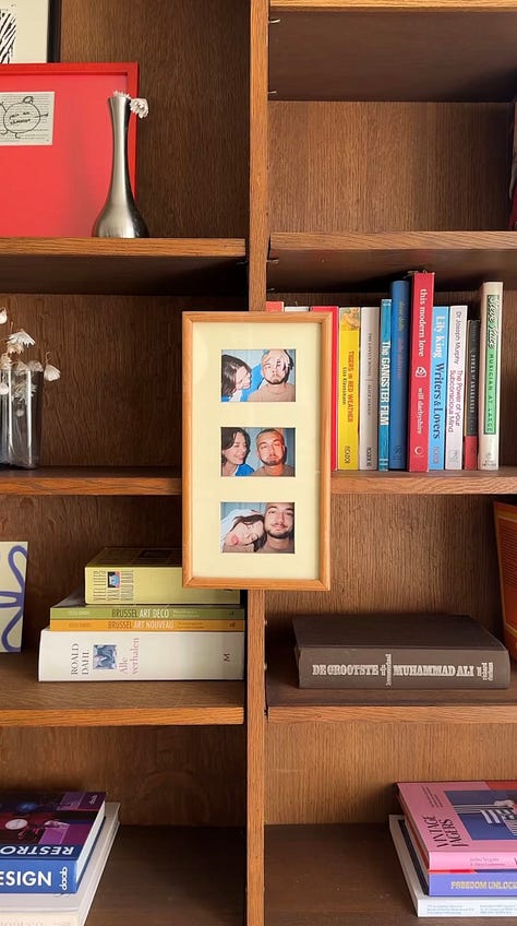 Framing tip: Frame on top of the bookshelf spine instead of instead