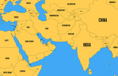 map of China & Middle East