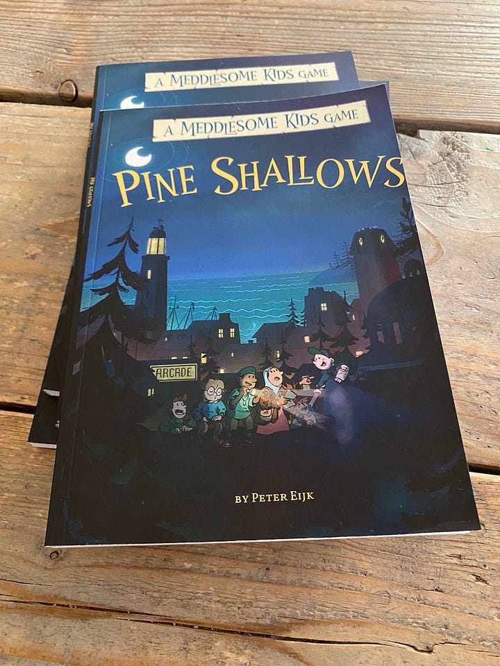 A print proof of the Pine Shallows book. Showing the cover, and some inner spreads.