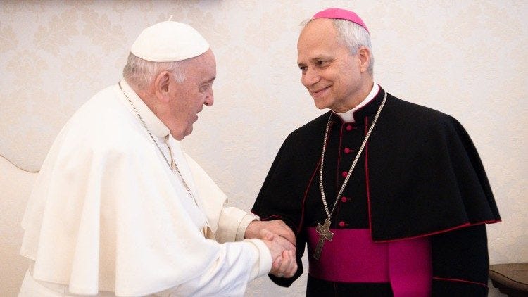 Pope Francis with Robert Francis, Cardinal Prevost, now Leo XIV