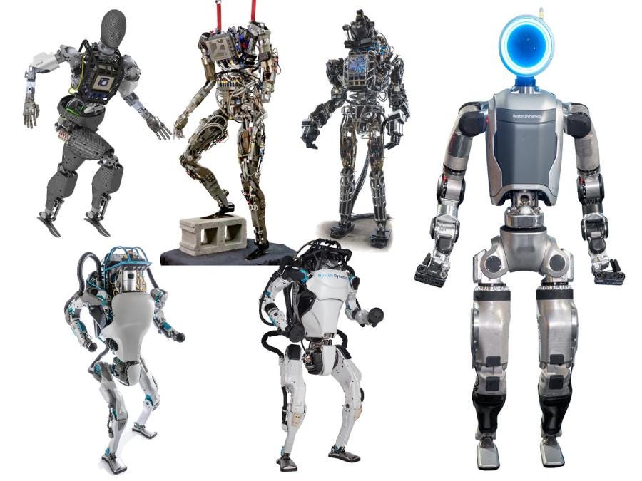 A collection of six photographs of humanoid robots