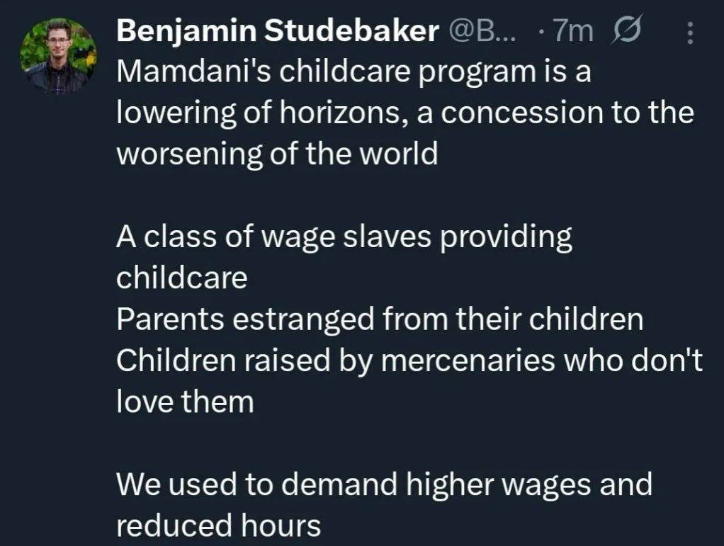 Benjamin Studebaker is wrong - Mamdani's childcare policy is good