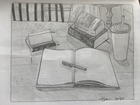 pencil drawings from exercises in Drawing on the Right Side of the Brain