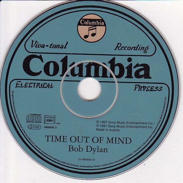 Dylan 'Time Out of Mind' blue Columbia label Dylan 'Time Out of Mind' blue Columbia label
