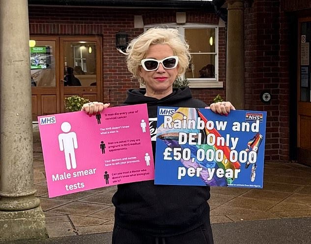 Women's rights campaigner Kellie-Jay Keen says she has been threatened with legal action by the Government over protest posters mocking the NHS for its language about gender