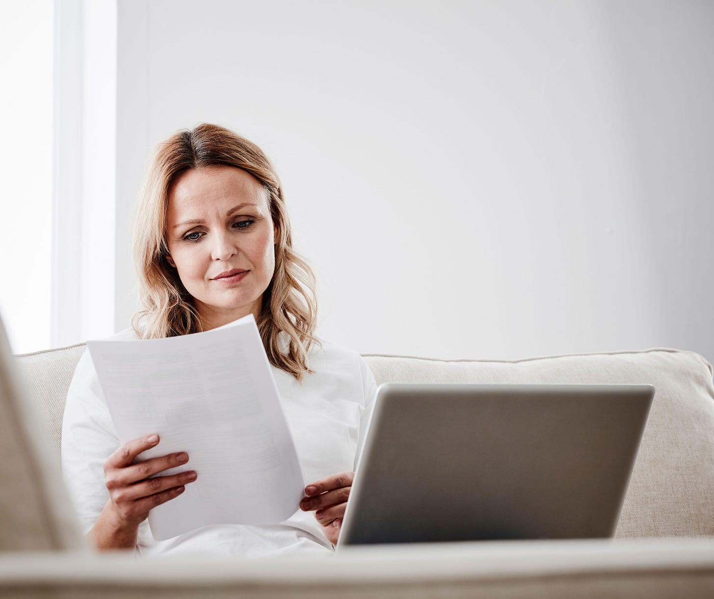 A women looking at her finances
